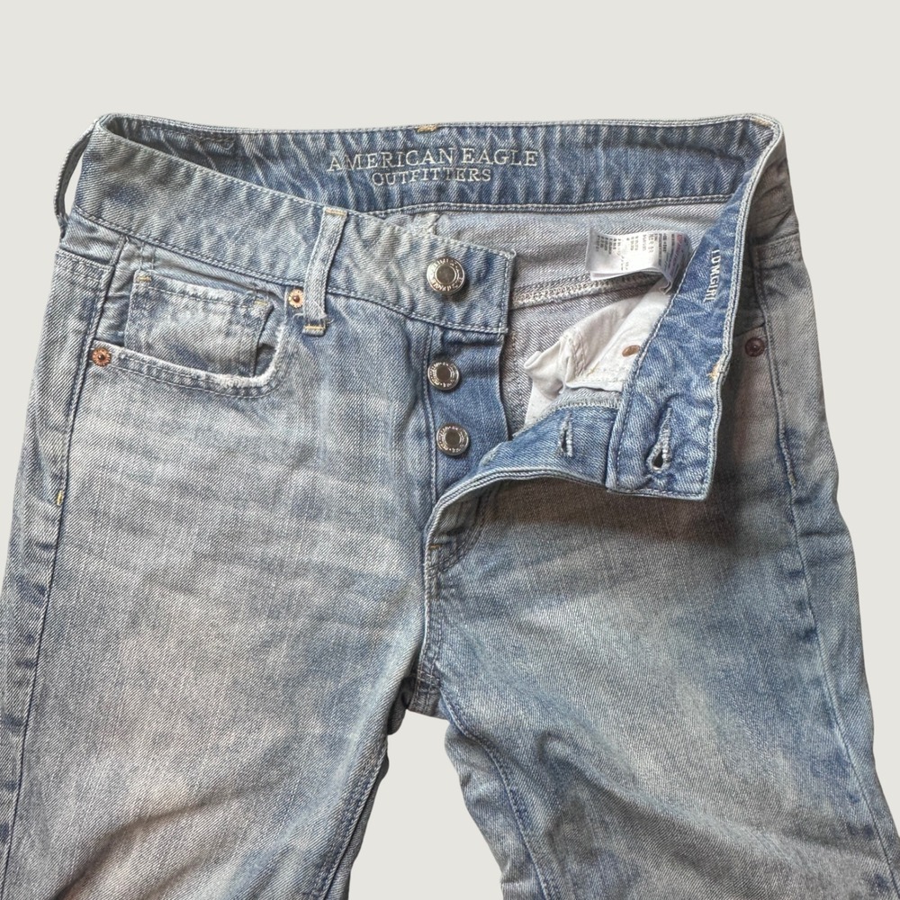 American Eagle Jeans Womens 0 Tomgirl Light Blue Button Fly Denim Regular